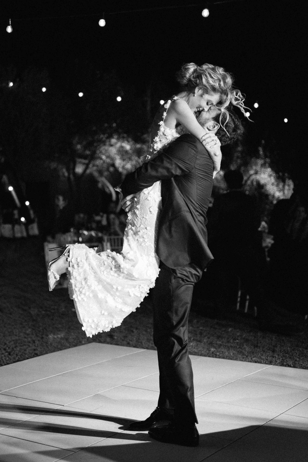 Couple dancing at sunset, Cape Sounion wedding, Athens